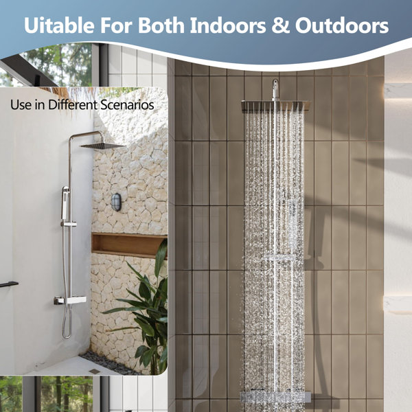 OLHAV Outdoor Shower Faucet Set,Exposed Shower System with 10" Rain